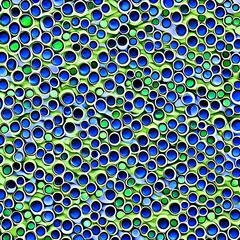 A repeating pattern of interlocking circles in shades of blue and green, resembling a water droplet1, Generative AI