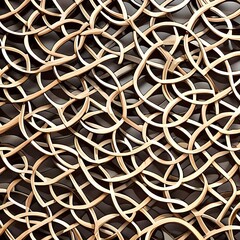 An intricate design of interlocking circles in shades of brown and cream1, Generative AI