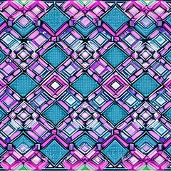 A kaleidoscopic pattern of overlapping diamonds in shades of pink and blue2, Generative AI