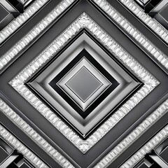 Obraz premium A symmetrical design of diamonds in shades of gray and white, with a small square at the center4, Generative AI