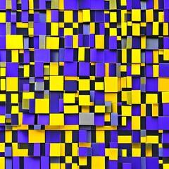 A checkerboard pattern of squares in alternating shades of purple and yellow3, Generative AI