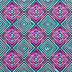 A kaleidoscopic pattern of overlapping diamonds in shades of pink and blue1, Generative AI