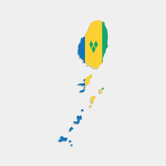 saint vincent and the grenadines map with flag on gray background
 - obrazy, fototapety, plakaty