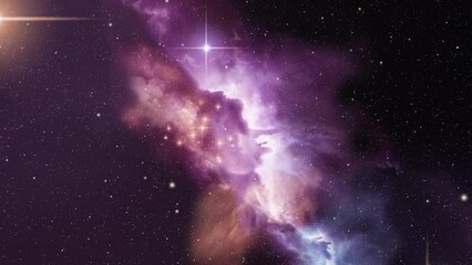 A distant glowing space nebula  in the universe with new stars being formed. Photo Composition.