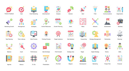 Strategy Flat Iconset Agenda Audit Network Color Icon Bundle