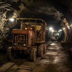 old abandoned digger, in the tunnel of the mine