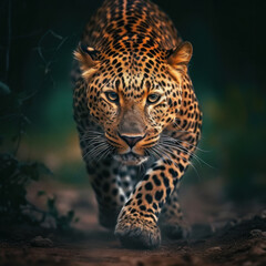 Fototapeta na wymiar Wild leopard animal. Illustration AI Generative