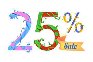 25 (twenty five) percents sale. Vector paint digits