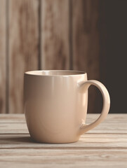 Coffee cup designer mockup with beige background