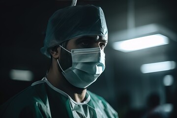 A medical team performing a surgery in an operating room