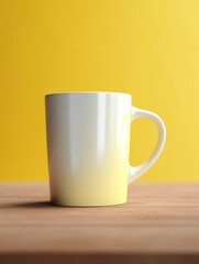 Coffee cup designer mockup with yellow background