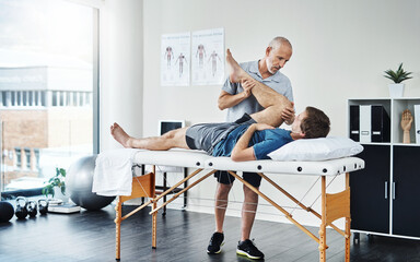 Your joints need a bit of loosening. a physiotherapist treating a patient.