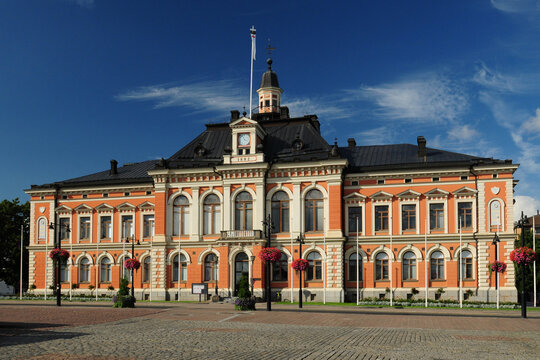 City Hall Of Renaissance In Kuopio Finland On A Beautiful Sunny Summer Day With A Clear Blue Sky