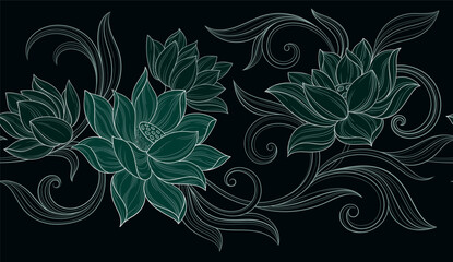 Floral lines seamless pattern