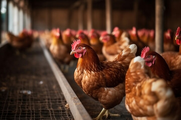Poultry farm, raising broiler chickens Generative AI