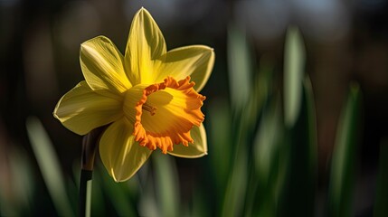 Obraz premium a close of of a flower and leaves at the background. generative ai