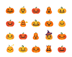 Pumpkin color icons set