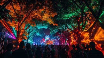 Colorful music festival, with live performances and vibrant lights. The atmosphere is lively and inspiring. generative ai