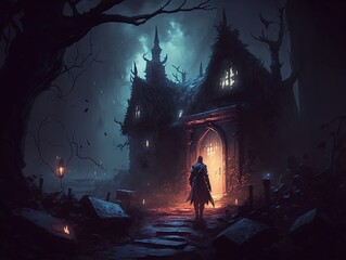 Dark fantasy with a mysterious atmosphere, Generative AI