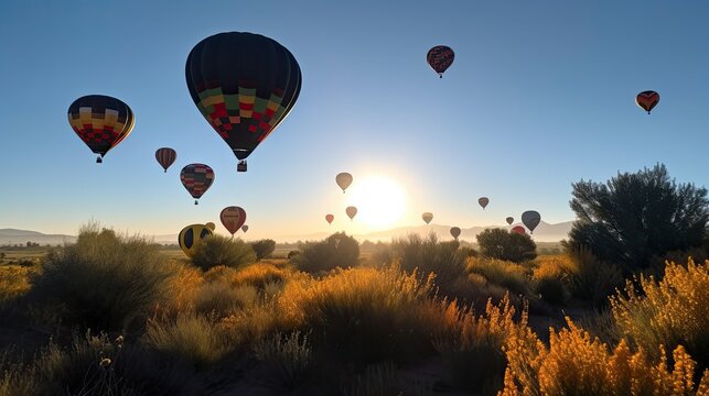 colourful hot air balloons floating on air. generative ai