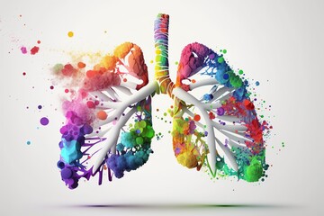 Rainbow anatomy lung, world tuberculosis day, quit smoking concept, created with Generative AI - obrazy, fototapety, plakaty