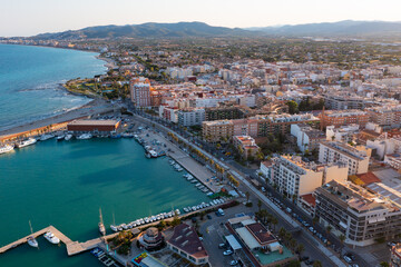 Naklejka na ściany i meble Aerial photo of Benicarlo, seaside town in Spanish on Mediterranean coast