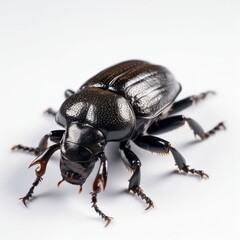Naklejka premium Rhinoceros beetles bug insect grub coleopteran fly entomology animal white background. generative ai