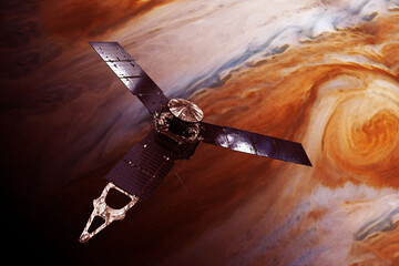 A space probe to explore the planet Jupiter. Elements of this image furnished NASA.