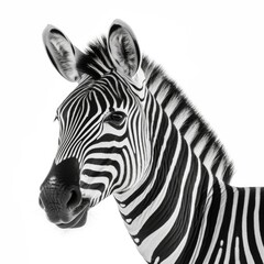 Zebra face shot isolated on white background. generative ai