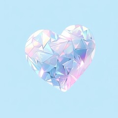 Diamond Heart abstract background. Pastel colors in swirling diamonds texture. Unicorncore aesthetics design. Calming effect. Dreamy, shiny, glossy heart. Generative AI.