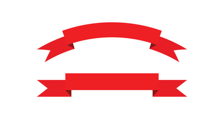 Red Curved and banner ribbon in flat vector design 