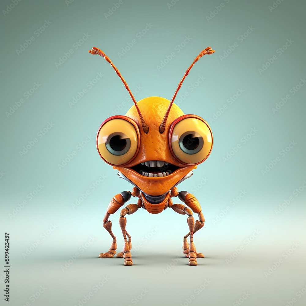 Poster 3d render of a cartoon character made with generative ai