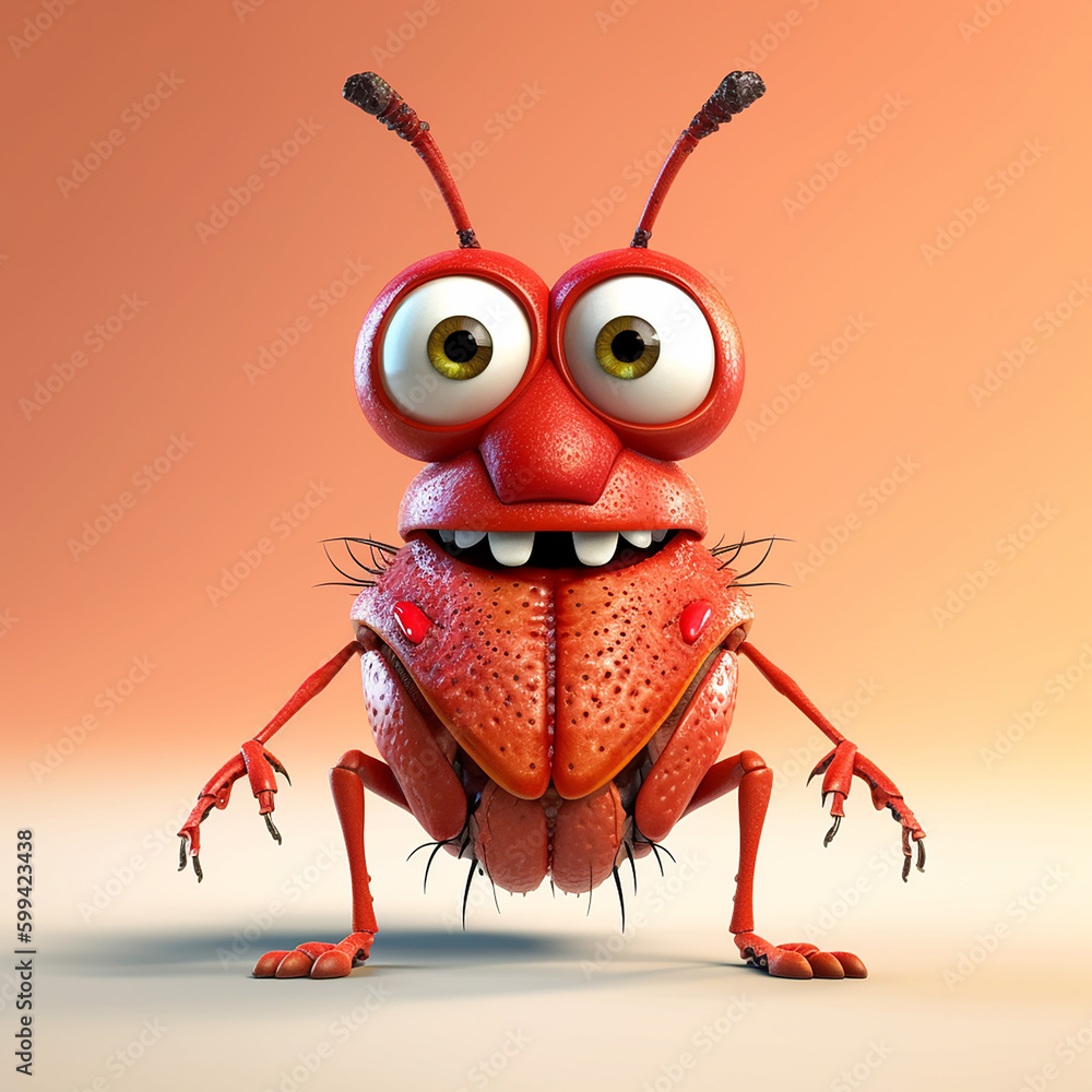 Poster cartoon bug made with generative ai