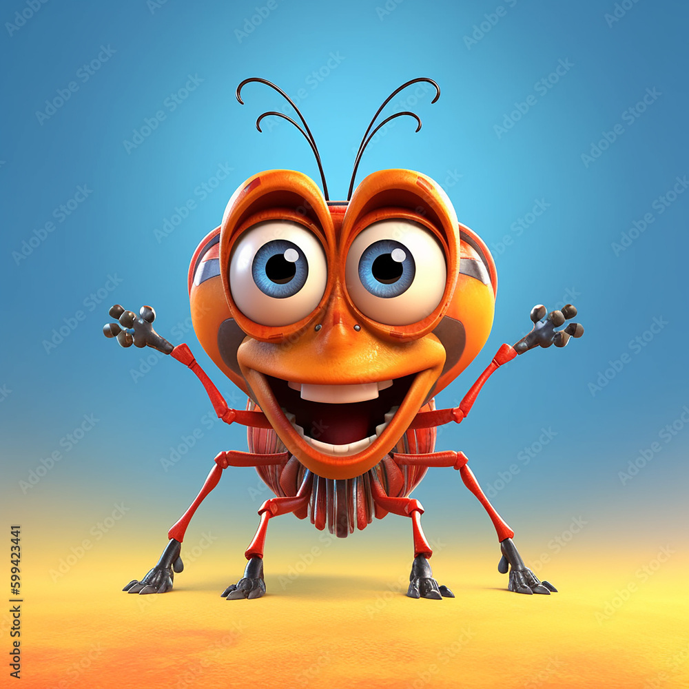 Poster cartoon bug made with generative ai