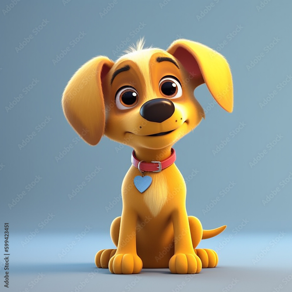 Poster 3d dog with a bone made with generative ai