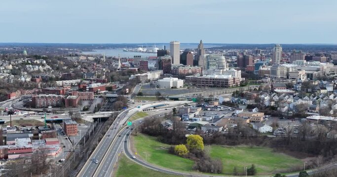 Aerial video Providence, Rhode Island, March 2023	