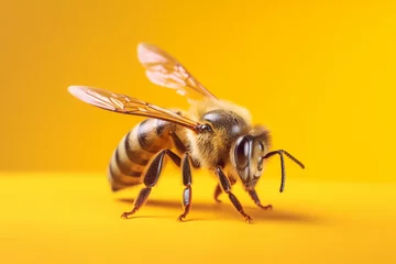 Fototapete Makrofotografie bee on a flower made with generative ai