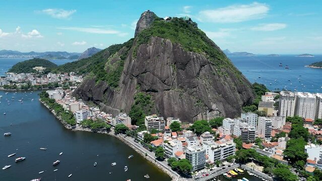 Sugarloaf Mountain At Downtown Rio De Janeiro Rio De Janeiro Brazil. Seascape Water Front. Beach Clouds Shore Sea. Shore Drone View Shore City Moodle. Shore Sea Ocean Bay.