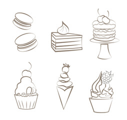 Vector set of cakes and desserts