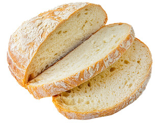 loaf of white wheat bread sliced on white background