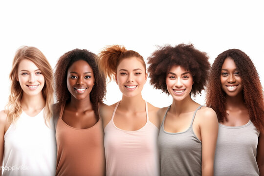 young adult women, attractive female, smiling happy and satisfied. Generative AI