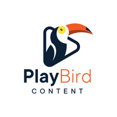 Modern logo combination of play button and bird. Perfect for a content agency logo