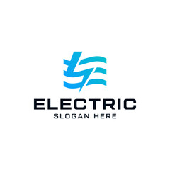 Modern logo combination of letter E, bolt and flag. It is suitable for use for electrical logos.