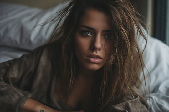 young adult woman is nervous or under adrenaline, positive or negative, fictional reason. Generative AI