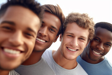 Fototapeta premium young adult boys men side by side, group or team, portrait. Generative AI