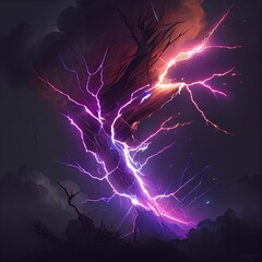Thunderbolt or lightning on black background. Generative AI