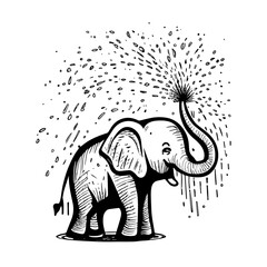 drawing of an elephant bringing good luck for illustration