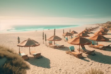Naklejka premium beach with umbrellas