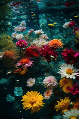 Naklejka na ściany i meble flowers in water
