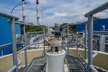 Agitator of sludge clarifier with motor that had rusty. The photo is suitable to use for animal...
